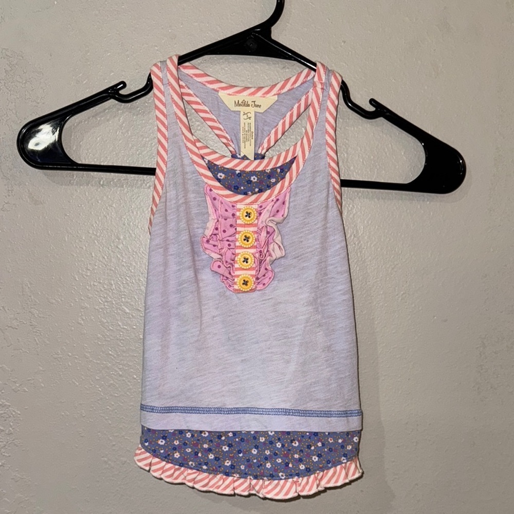 Matilda Jane Girls' Striped and Floral Tank Top size 2